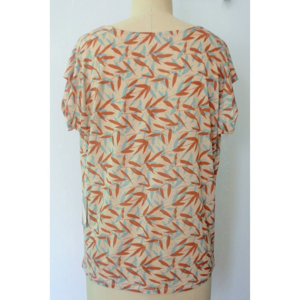 FOREVER 21 BLUE RUST LEAF PRINT COWL TOP M - Picture 4 of 6